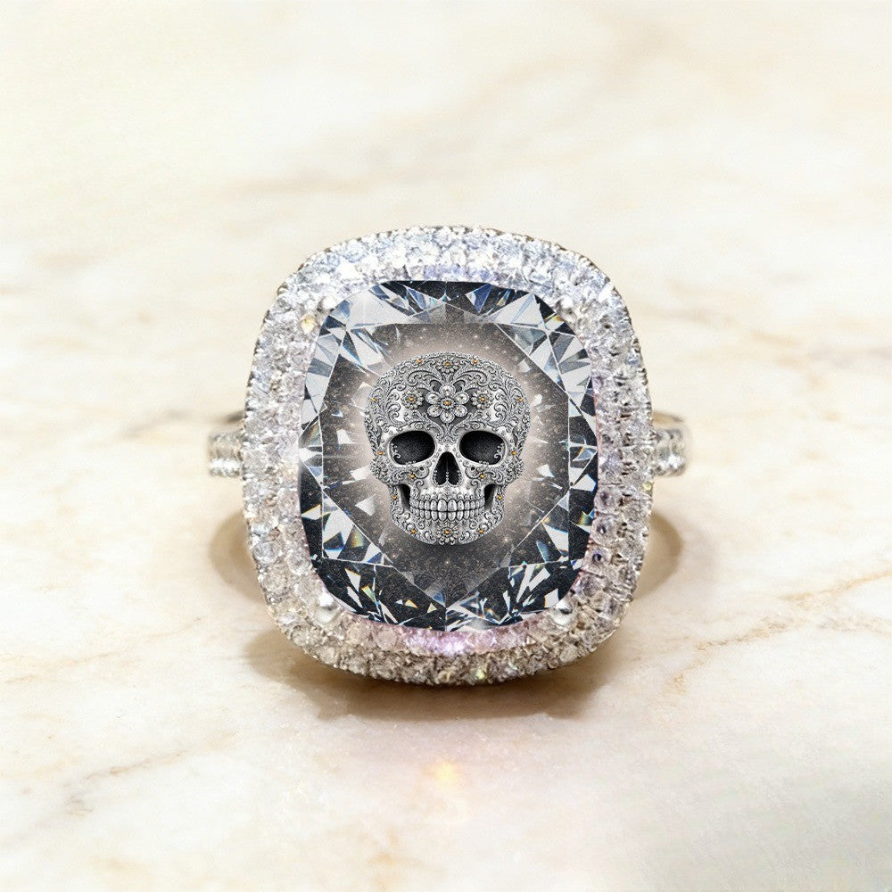 Ornate Skull Square Ring