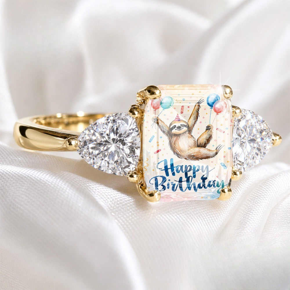 Sloth Birthday Square Ring