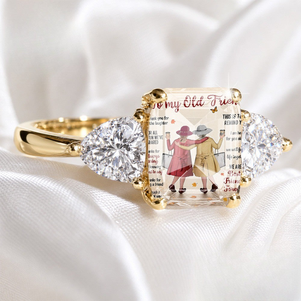 Friendship Message Three-Stone Ring