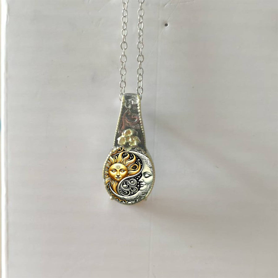 Sun & Moon Floral Pendant Necklace