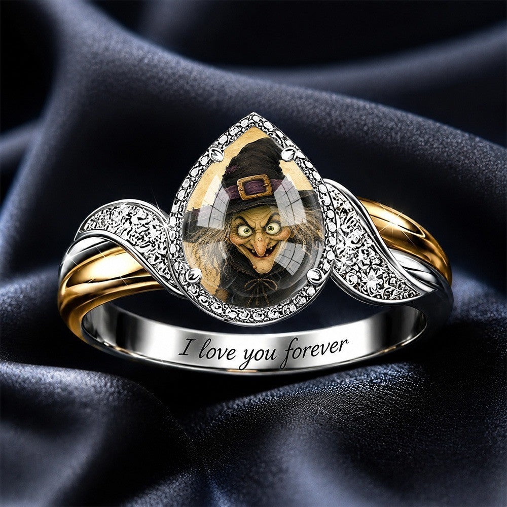 Engraved Message Witch Portrait Ring