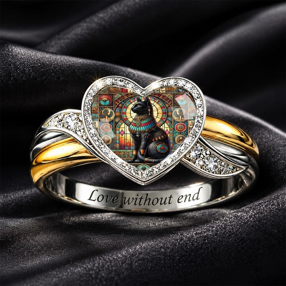 Egyptian Cat Heart Ring