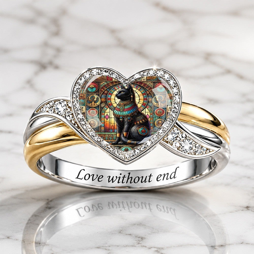 Egyptian Cat Heart Ring
