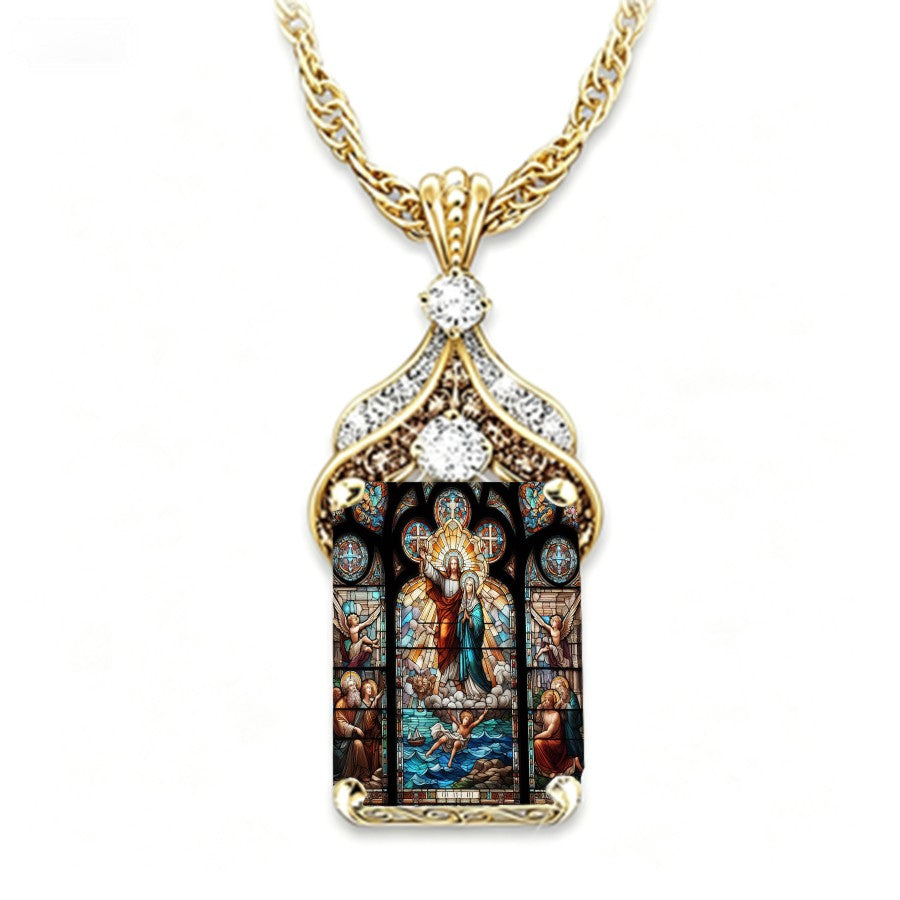 Stained Glass Faith Pendant Necklace