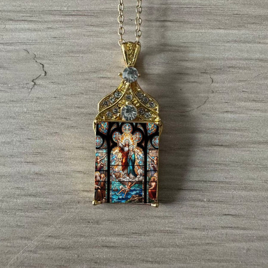Stained Glass Faith Pendant Necklace