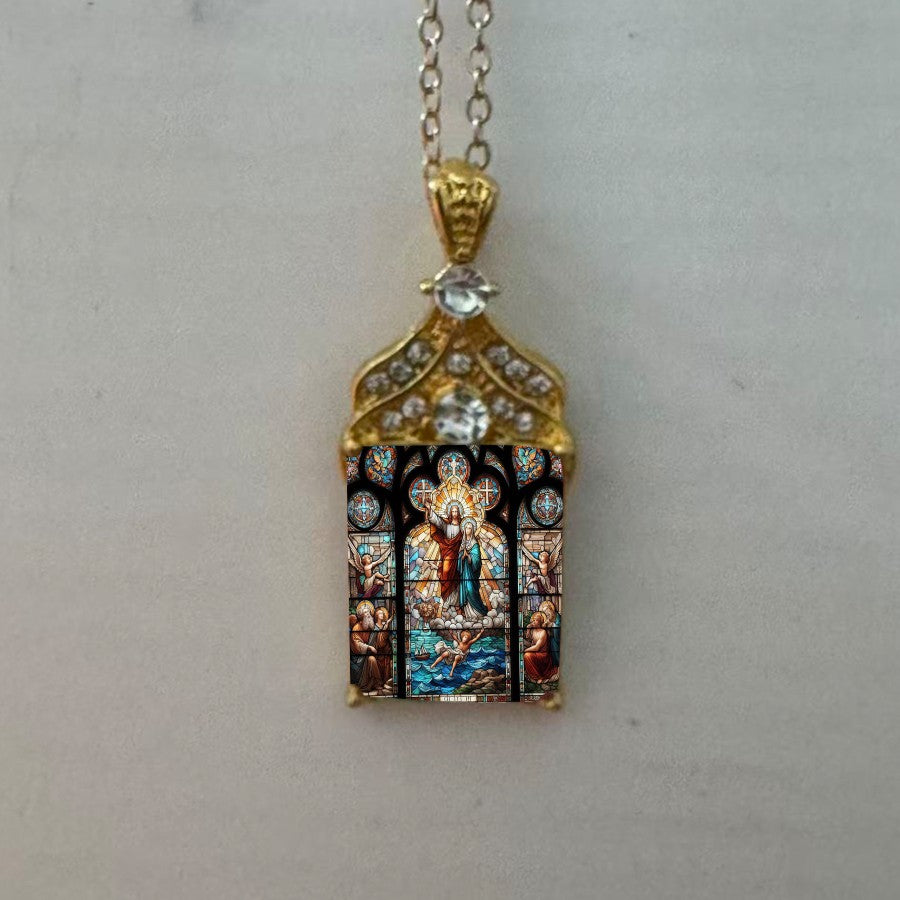 Stained Glass Faith Pendant Necklace