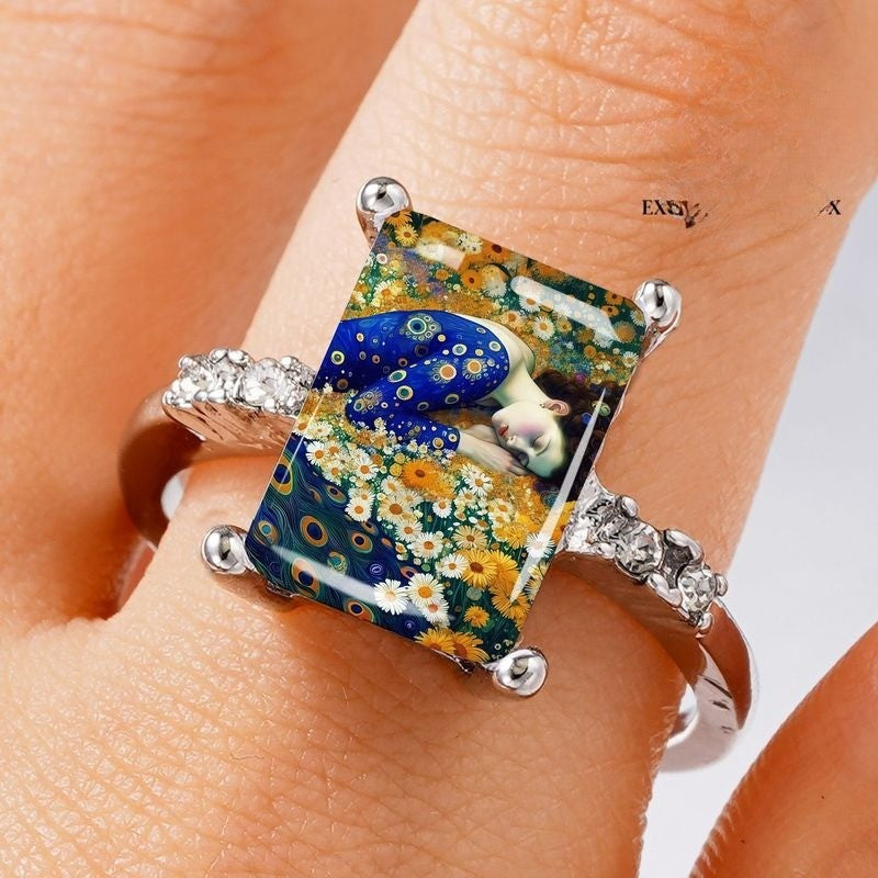 Floral Art Rectangle Ring