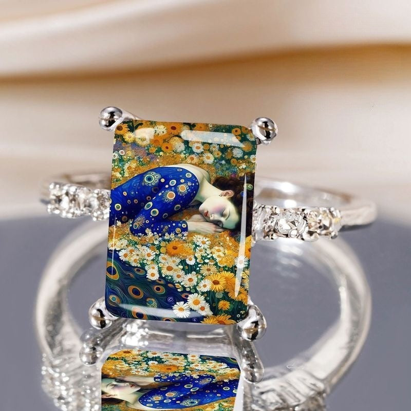 Floral Art Rectangle Ring
