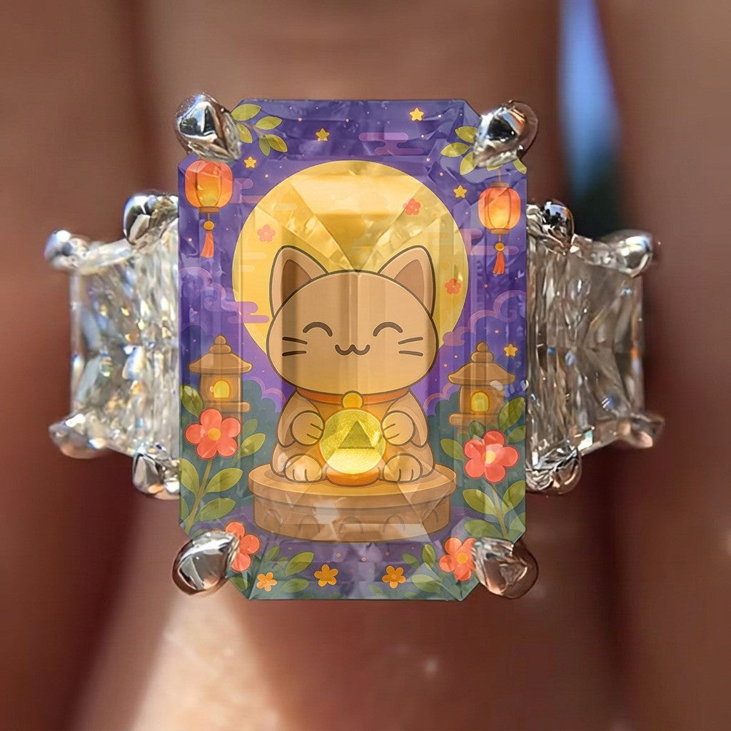 Lucky Cat Square Ring