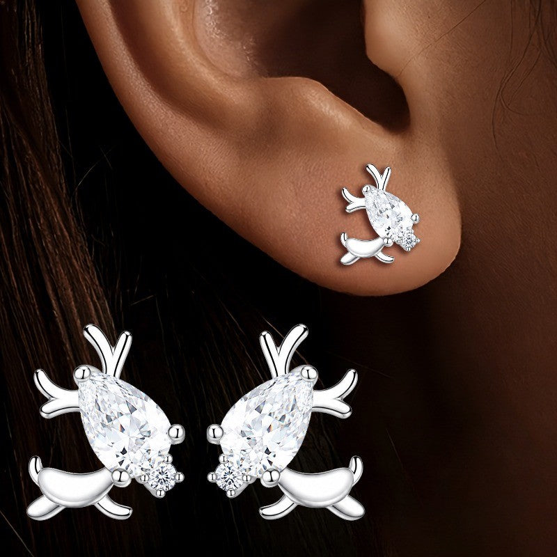 Crystal Reindeer Stud Earrings