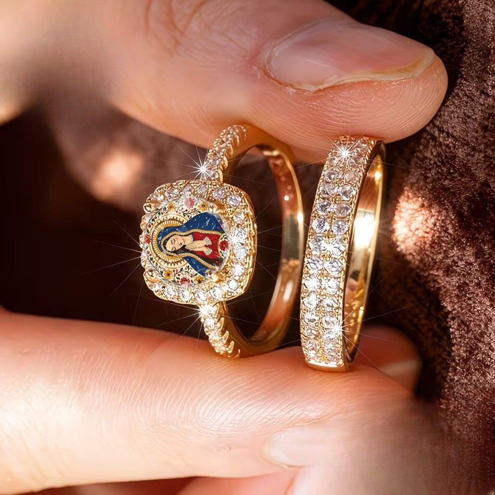 Lady Portrait & Crystal Ring Set
