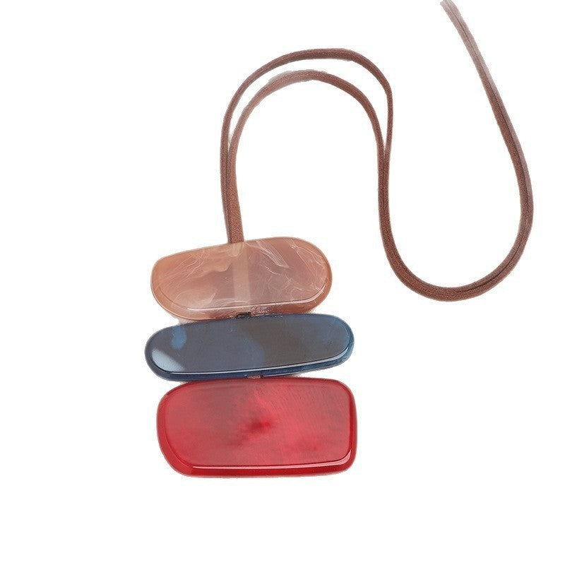 Marbled Rectangle Pendant Necklace