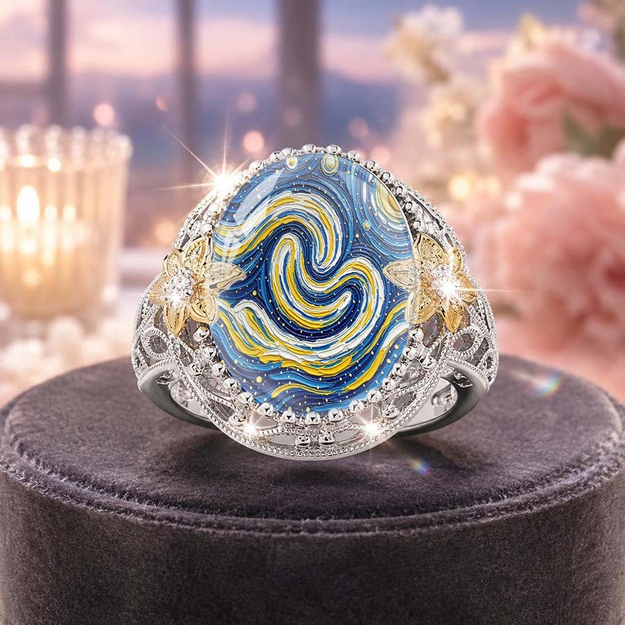 Swirling Sky Floral Ring