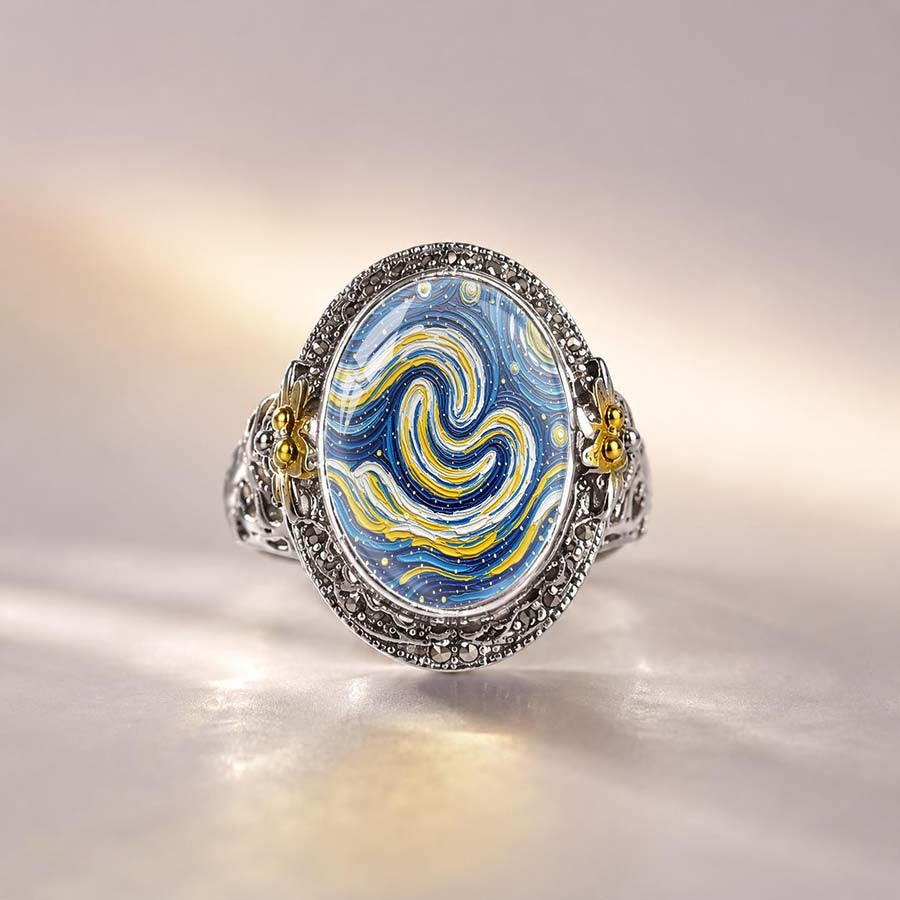 Swirling Sky Floral Ring