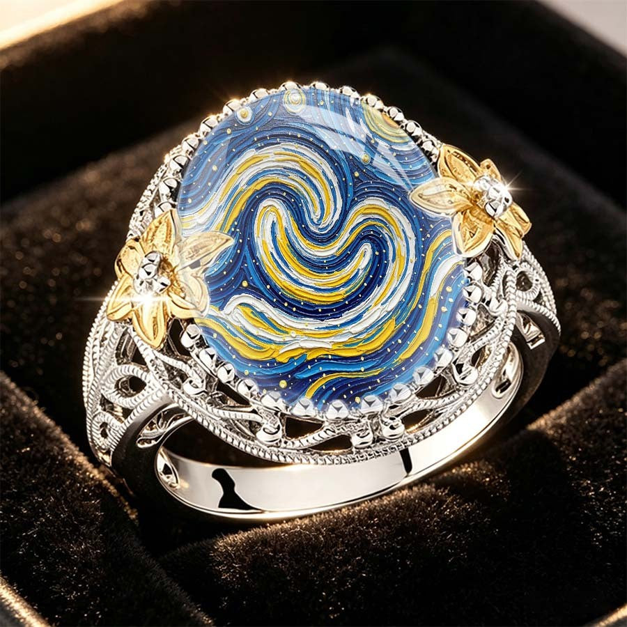 Swirling Sky Floral Ring