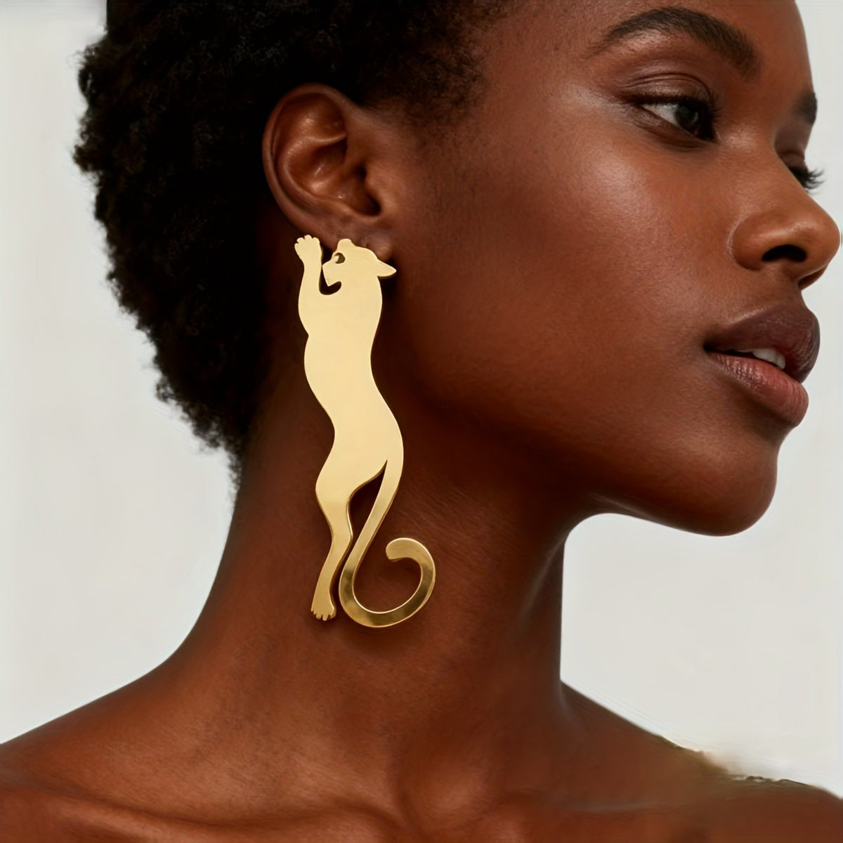 Gold-Tone Cat Silhouette Earrings