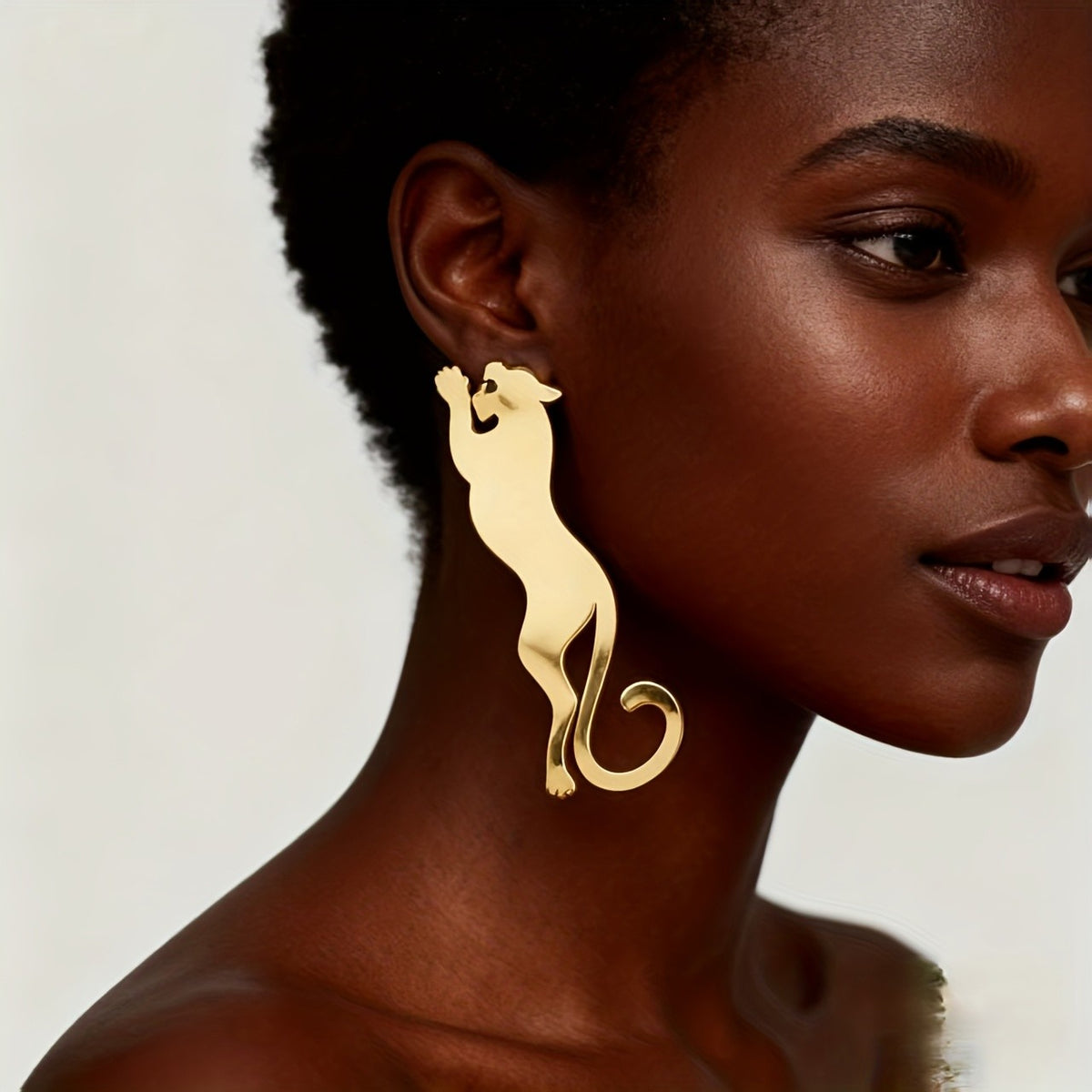 Gold-Tone Cat Silhouette Earrings