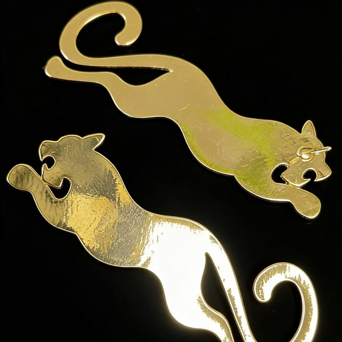 Gold-Tone Cat Silhouette Earrings