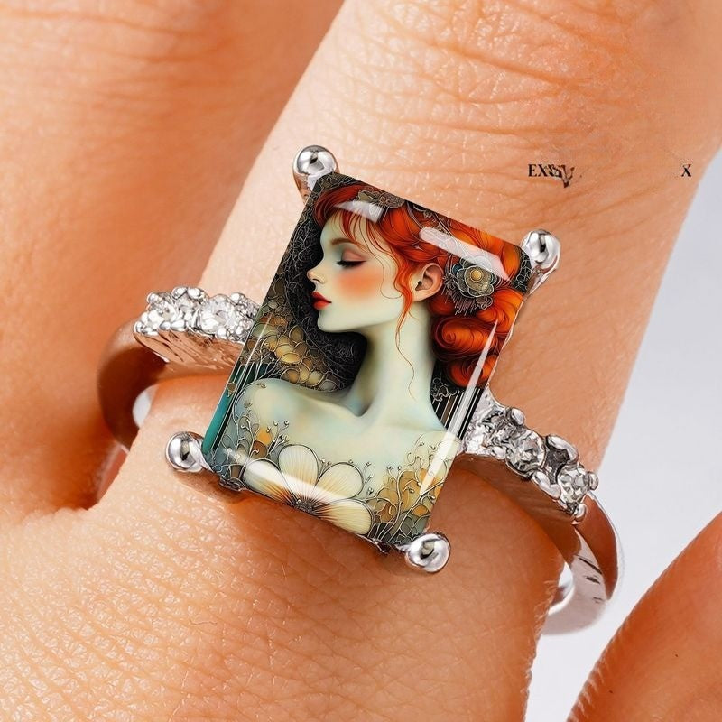 Artistic Portrait Rectangle Ring