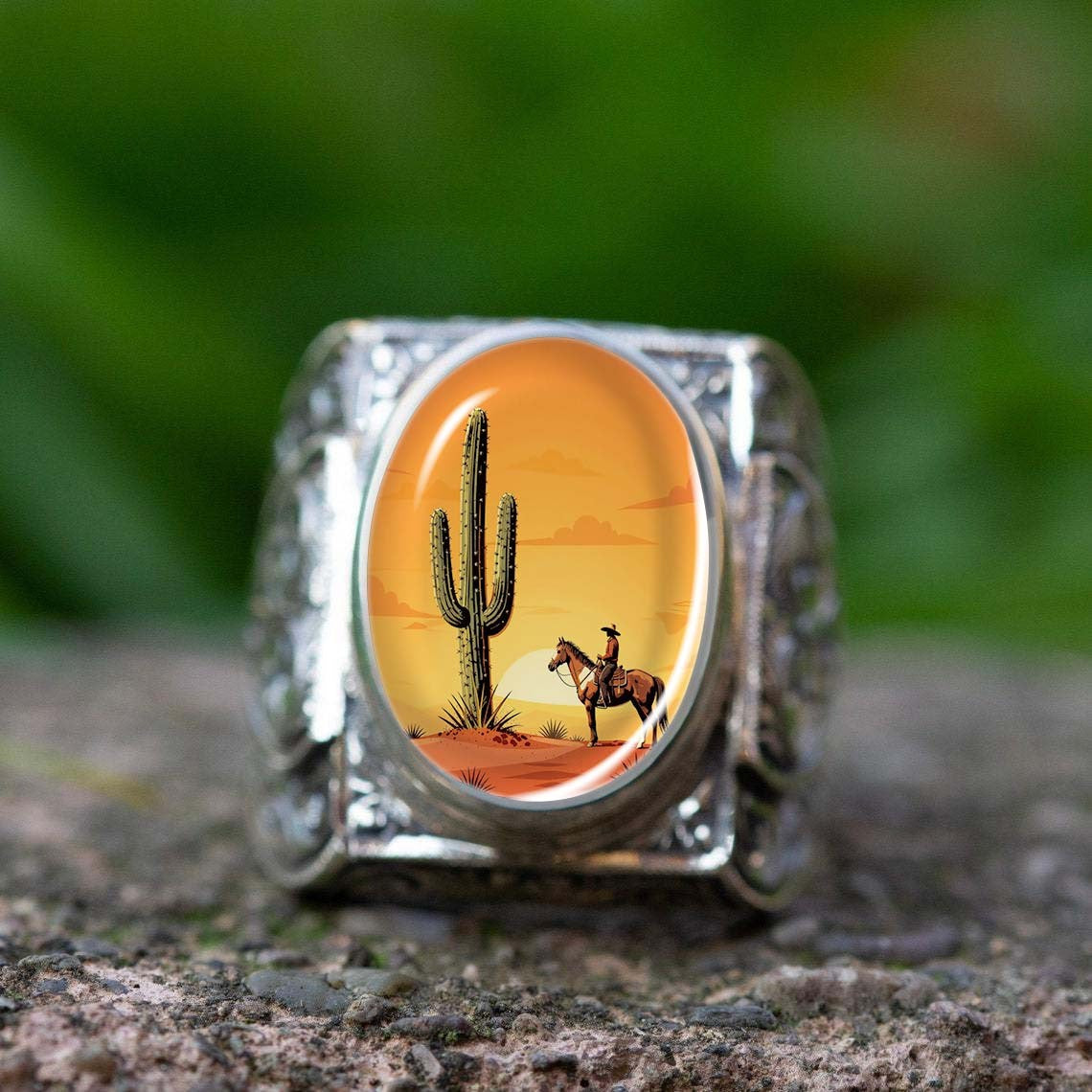 Western Cowboy Cactus Ring