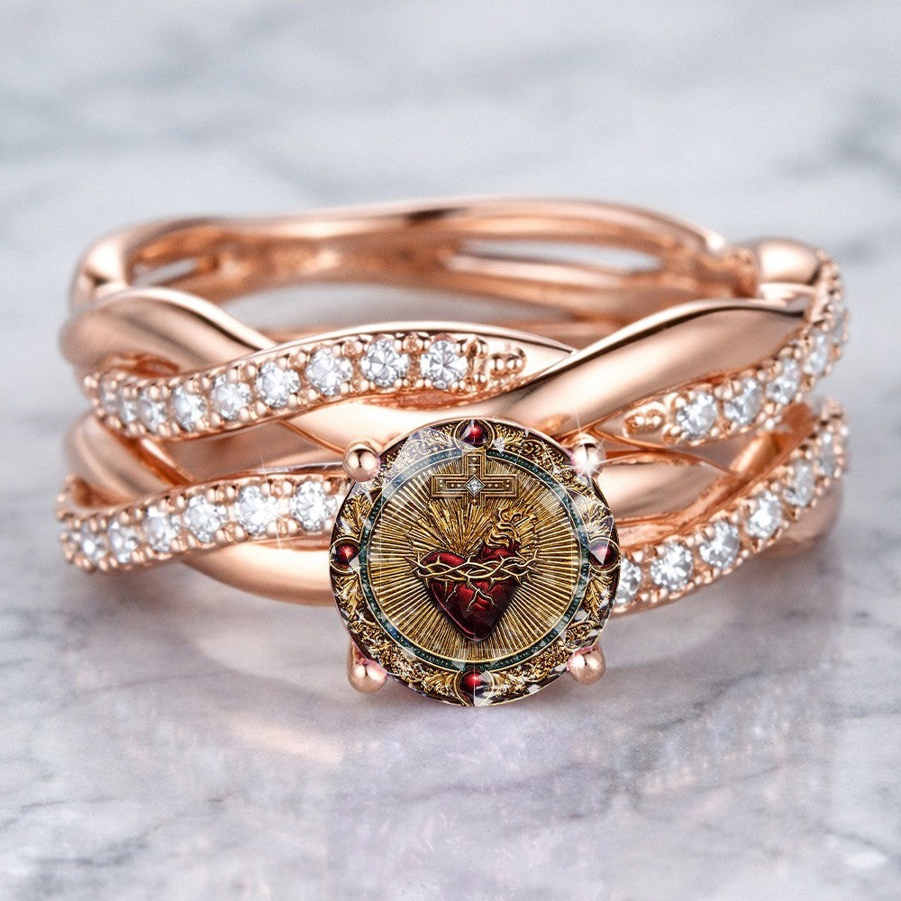 Sacred Heart Woven Band Ring