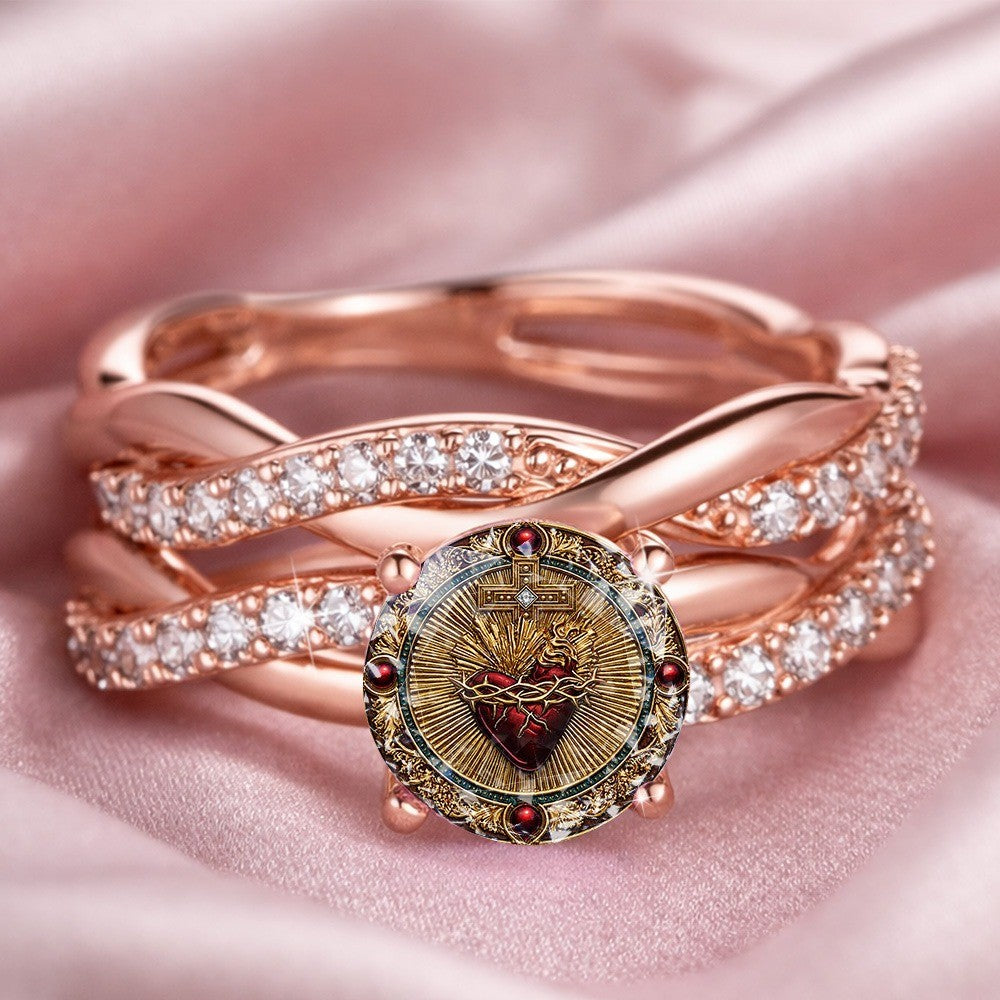 Sacred Heart Woven Band Ring