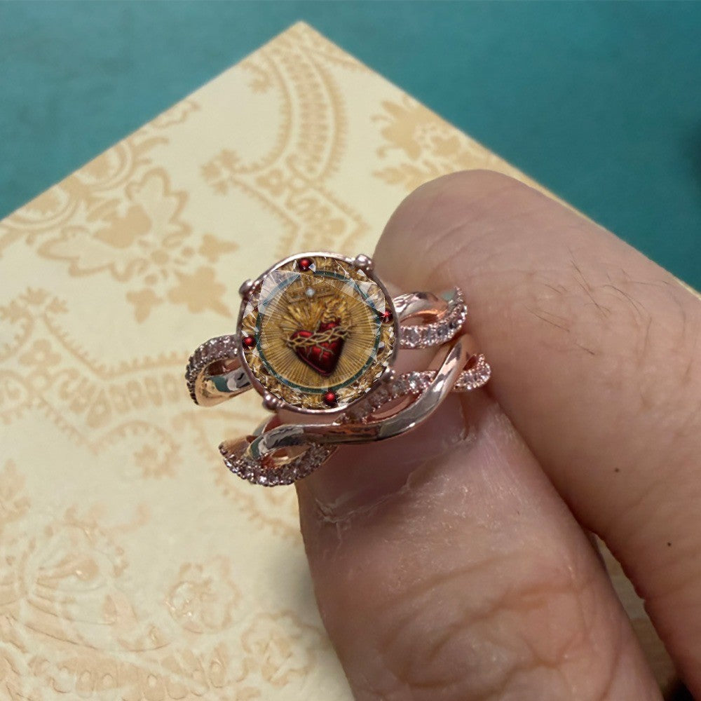 Sacred Heart Woven Band Ring