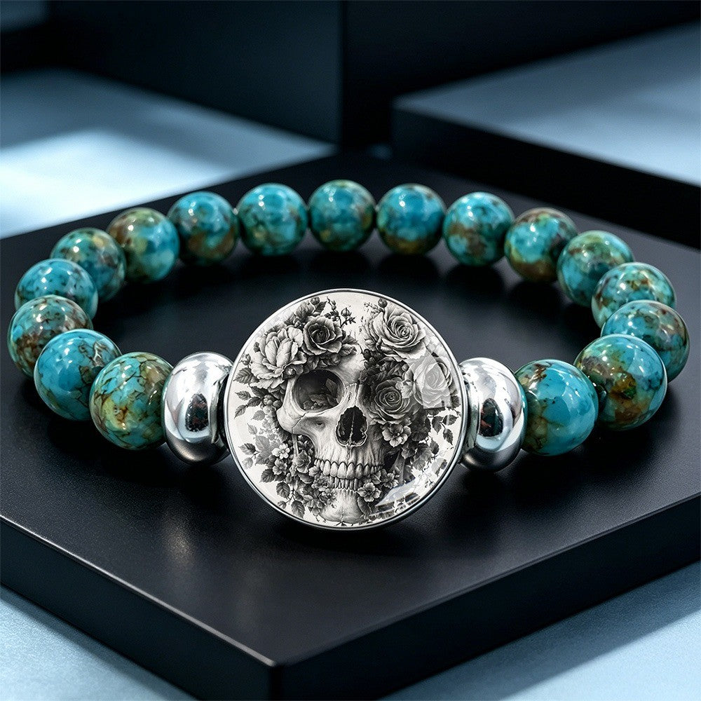 Skull & Rose Beaded Bracelet