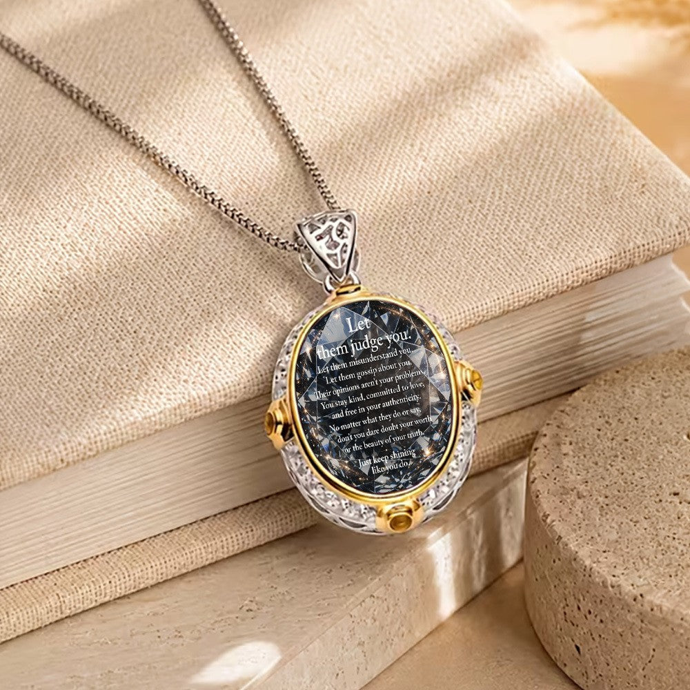 Inspirational Message Oval Pendant Necklace