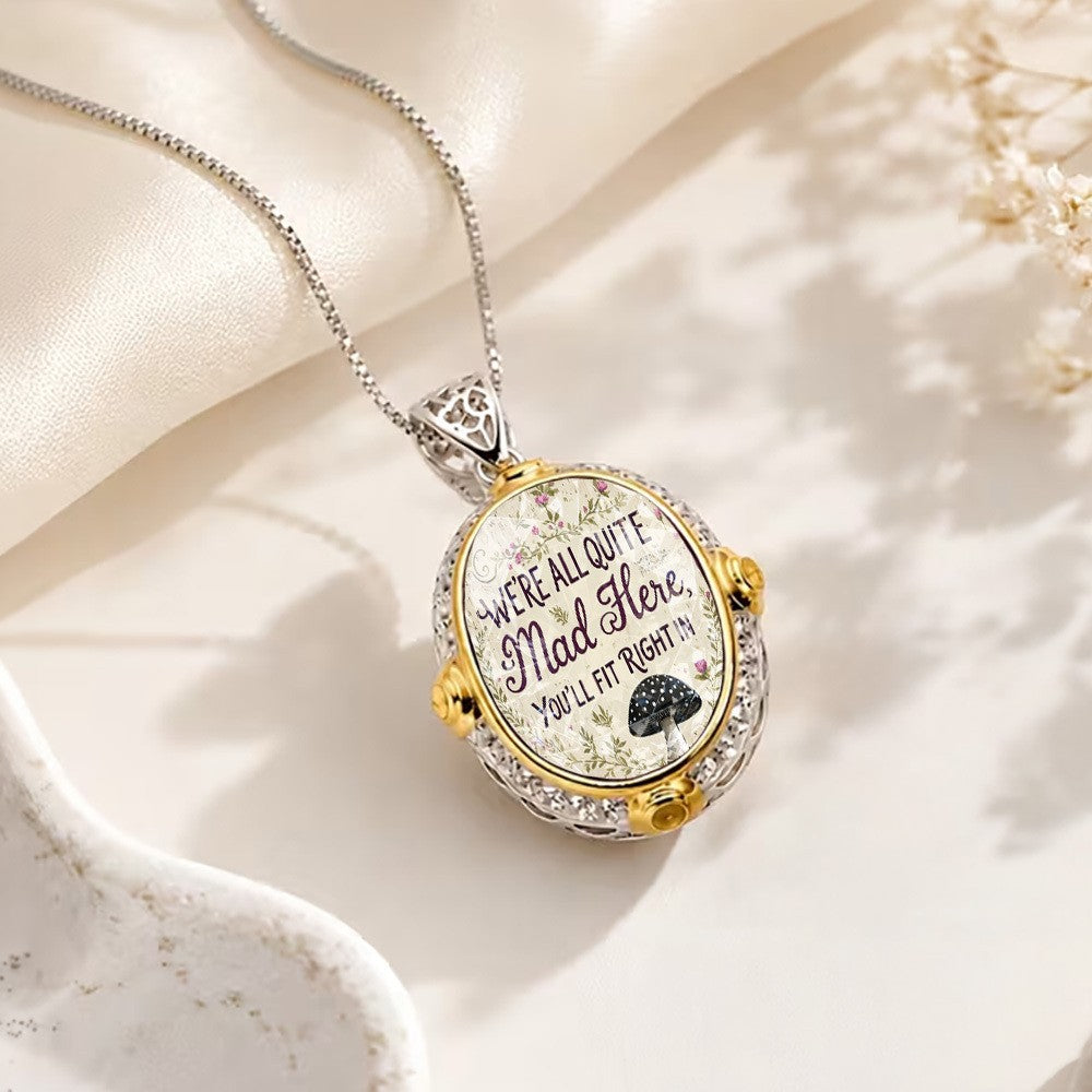 Whimsical Quote Oval Pendant Necklace