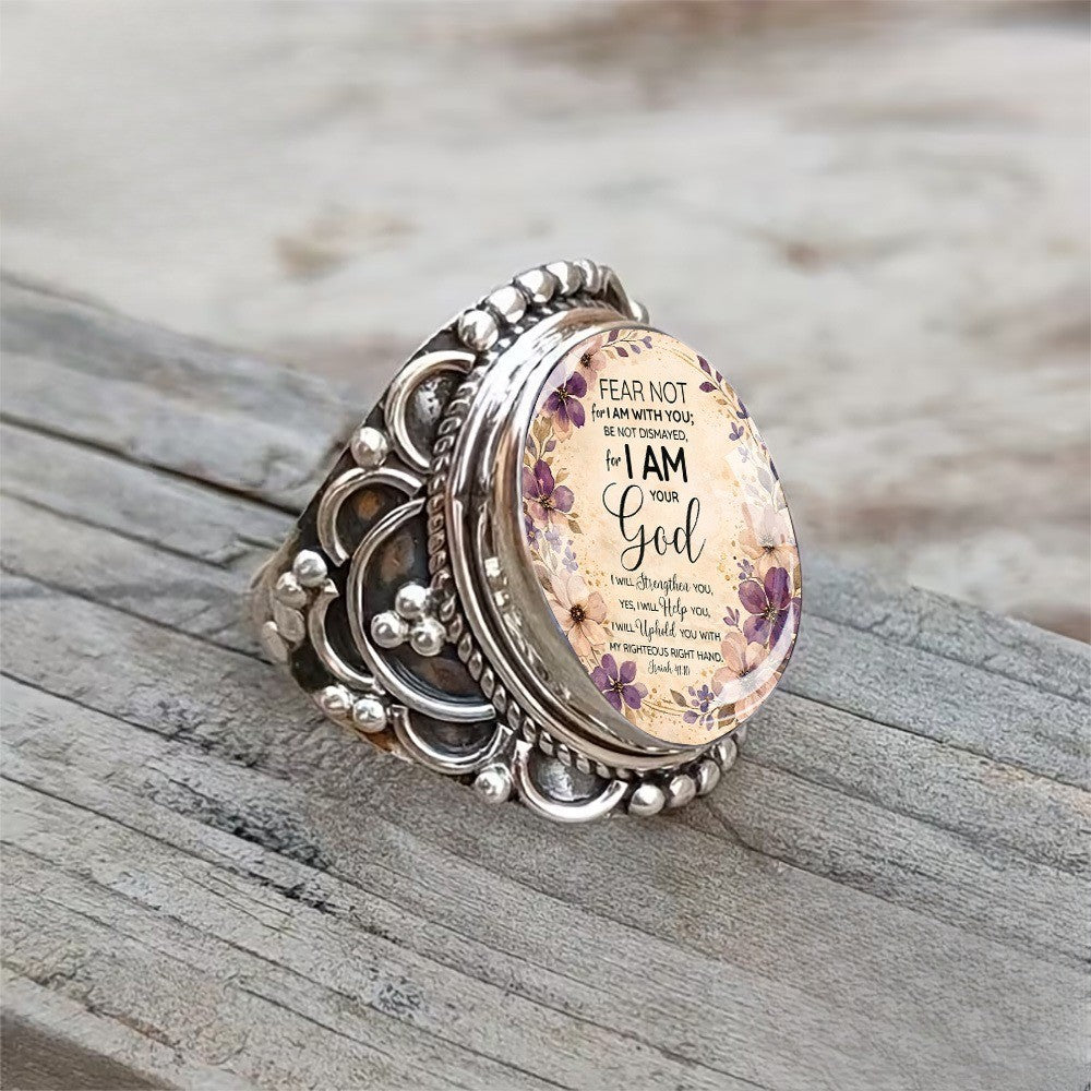 Fear Not Floral Oval Ring