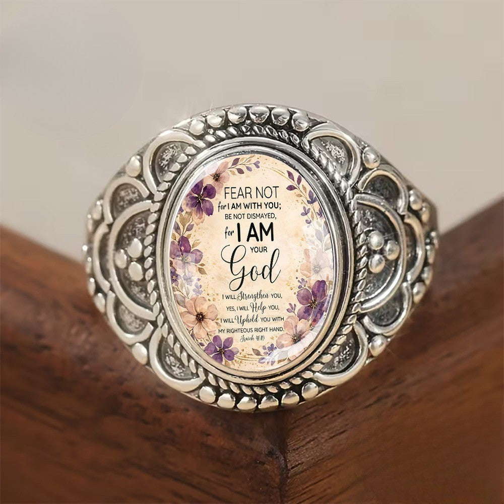 Fear Not Floral Oval Ring