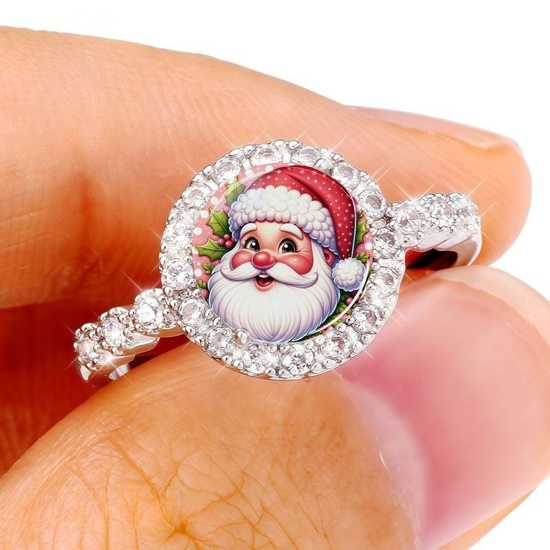 Santa Portrait Crystal Ring