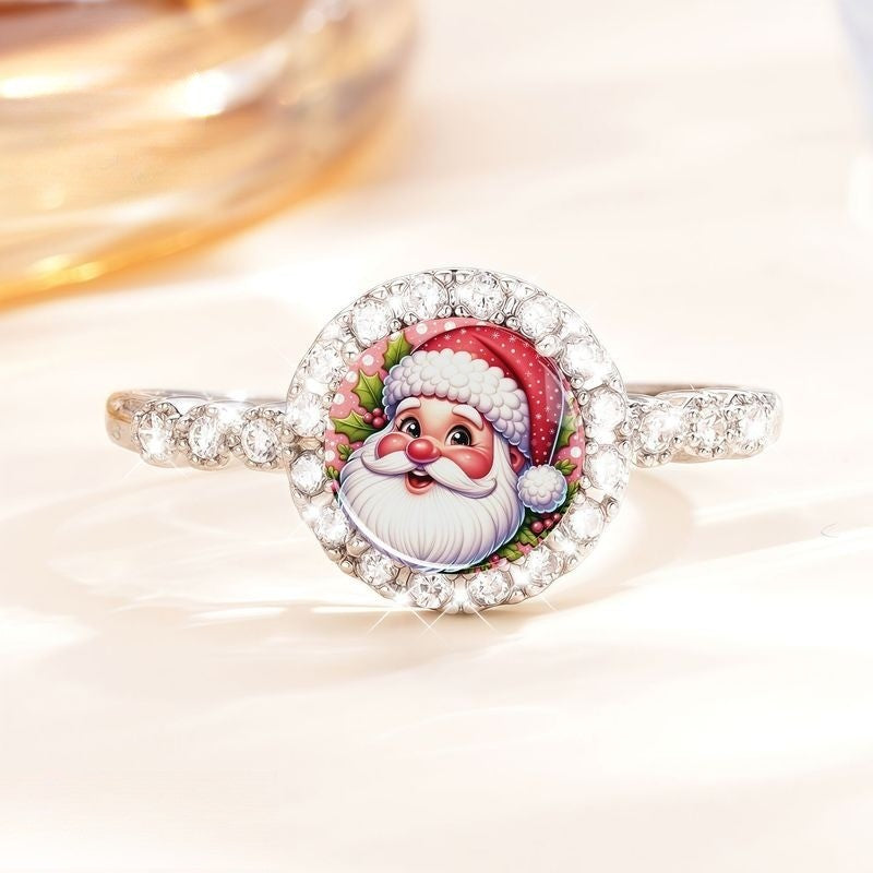 Santa Portrait Crystal Ring