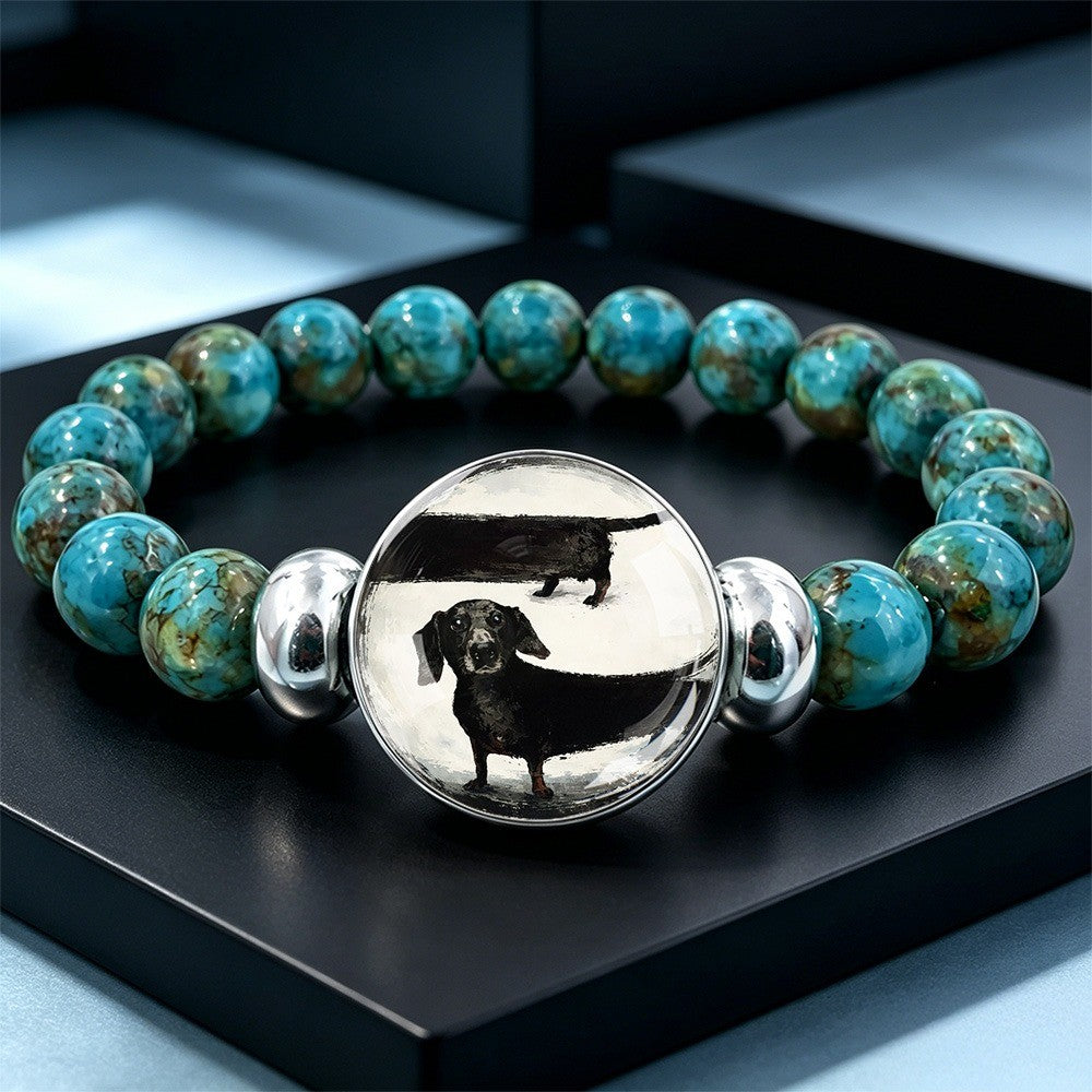 Dachshund Stone Bead Bracelet
