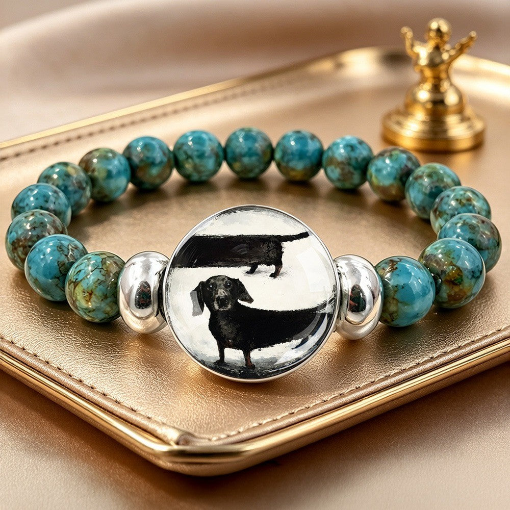 Dachshund Stone Bead Bracelet