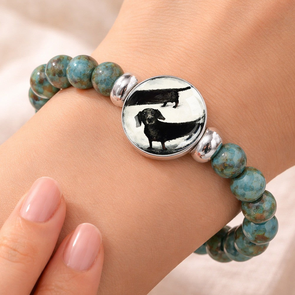 Dachshund Stone Bead Bracelet
