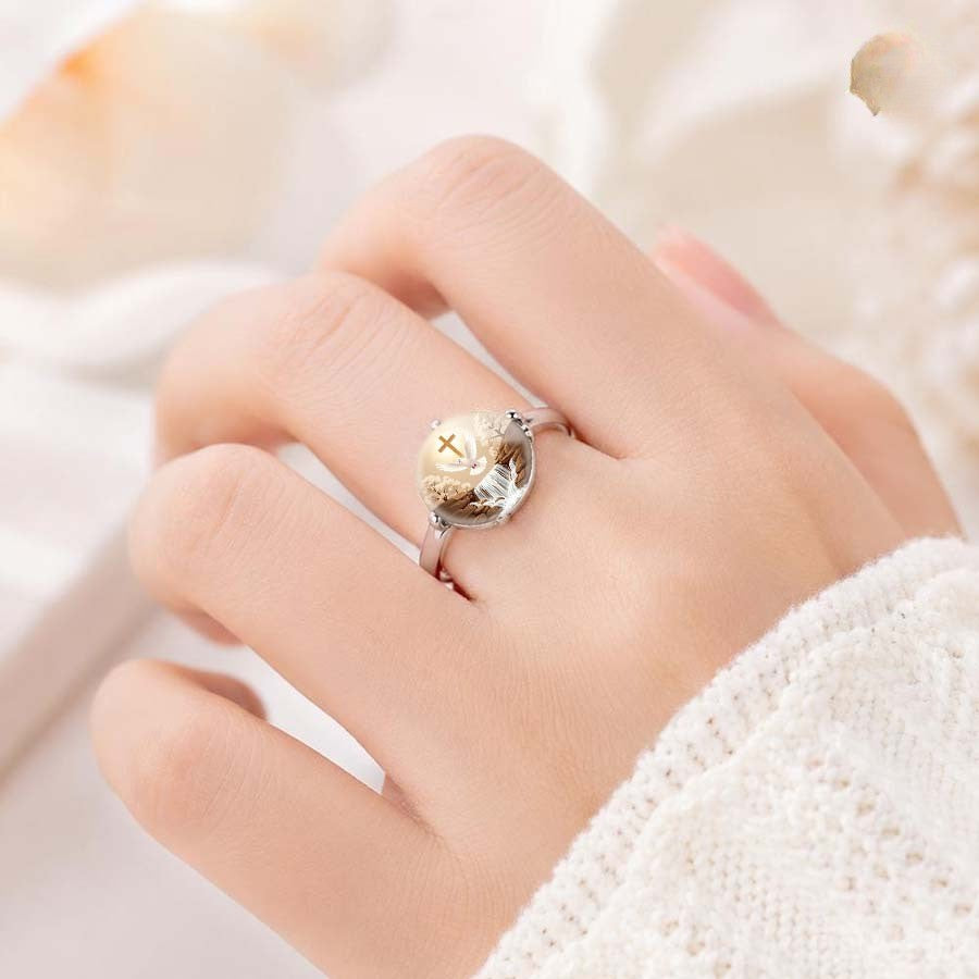 Dove & Cross Landscape Ring