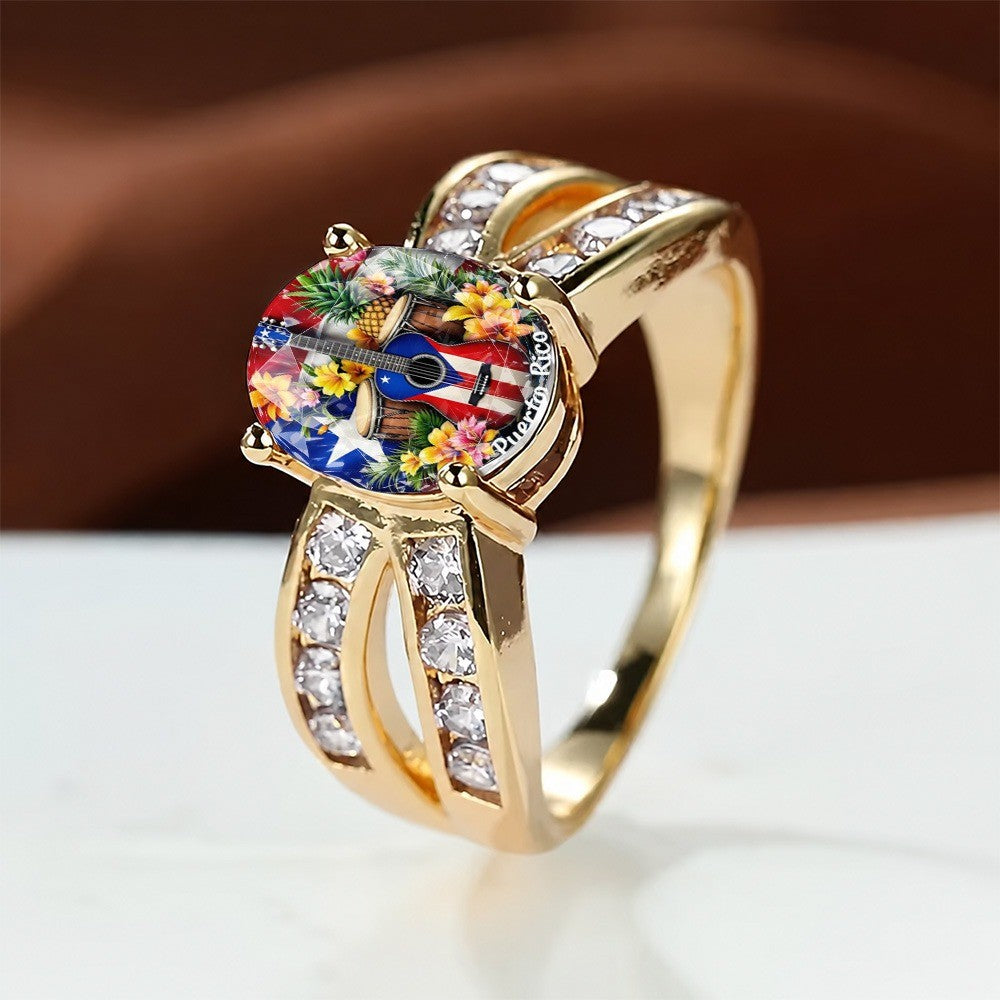 Puerto Rico Guitar Oval Ring