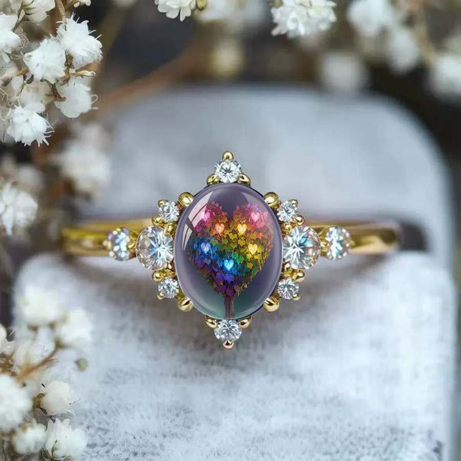 Rainbow Heart Tree Ring