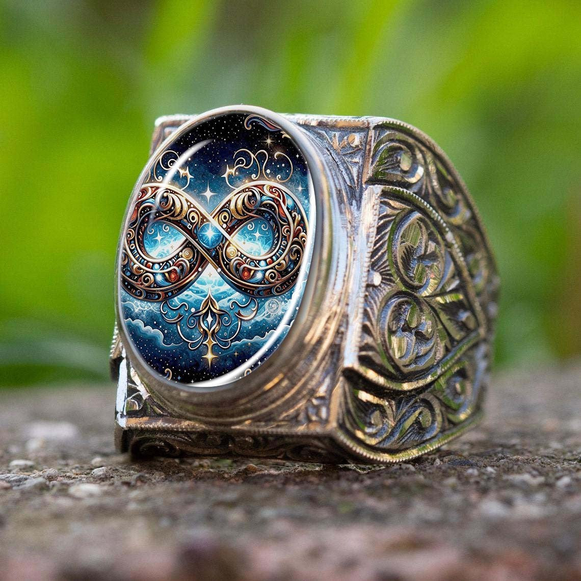 Starry Sky Infinity Square Ring