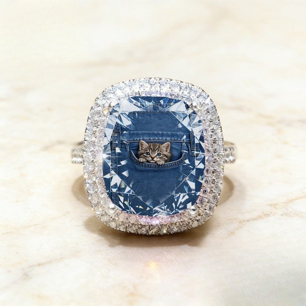 Kitten Denim Pocket Ring