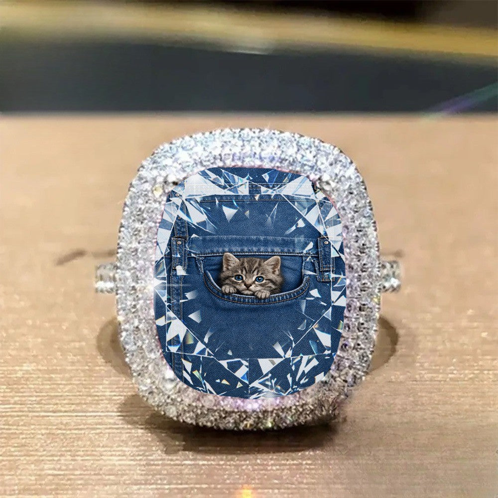 Kitten Denim Pocket Ring