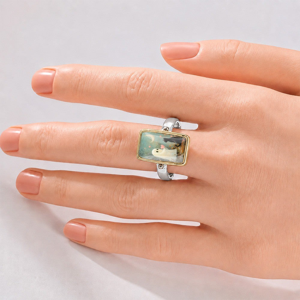 Ghost & Cat Moonlit Ring