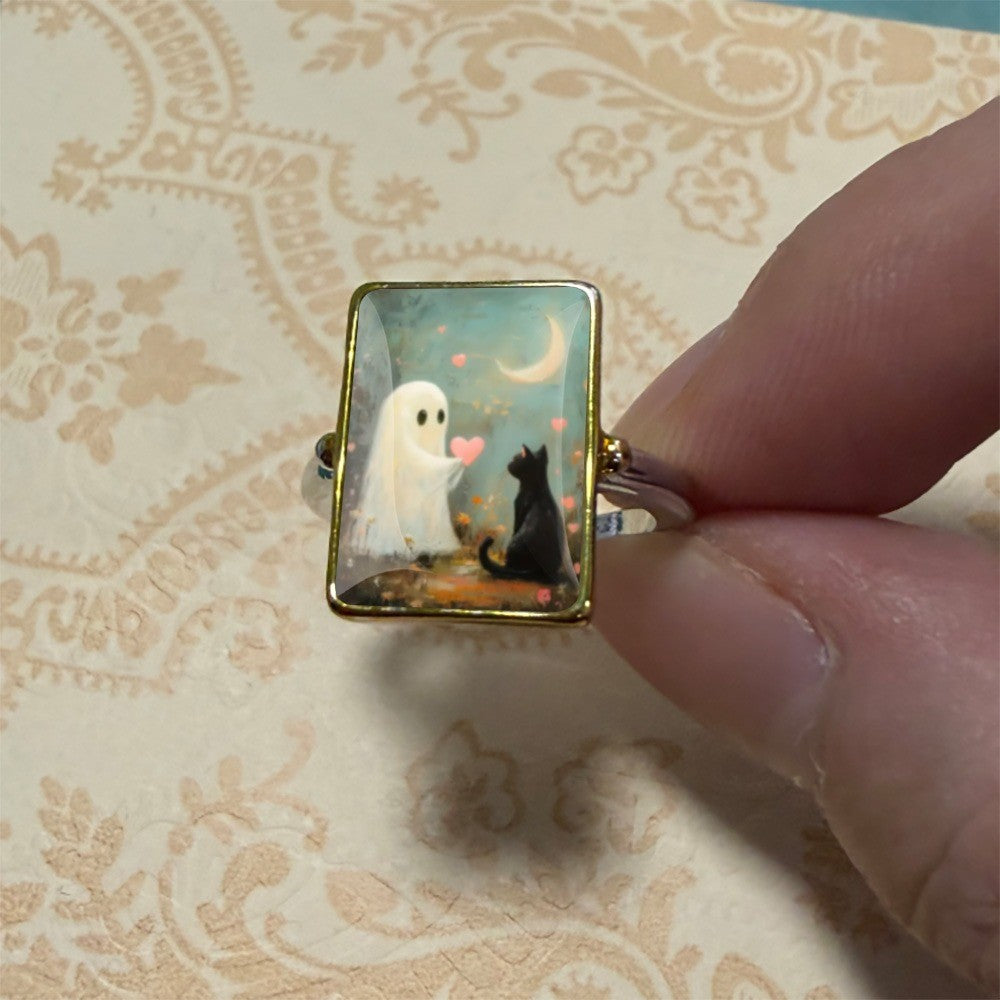 Ghost & Cat Moonlit Ring