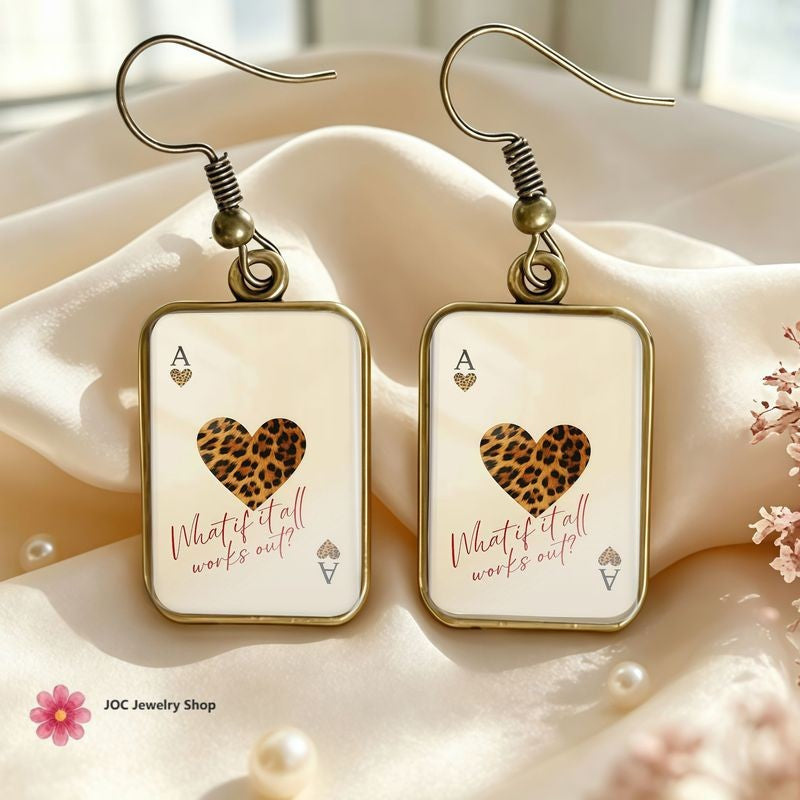Leopard Heart Card Earrings