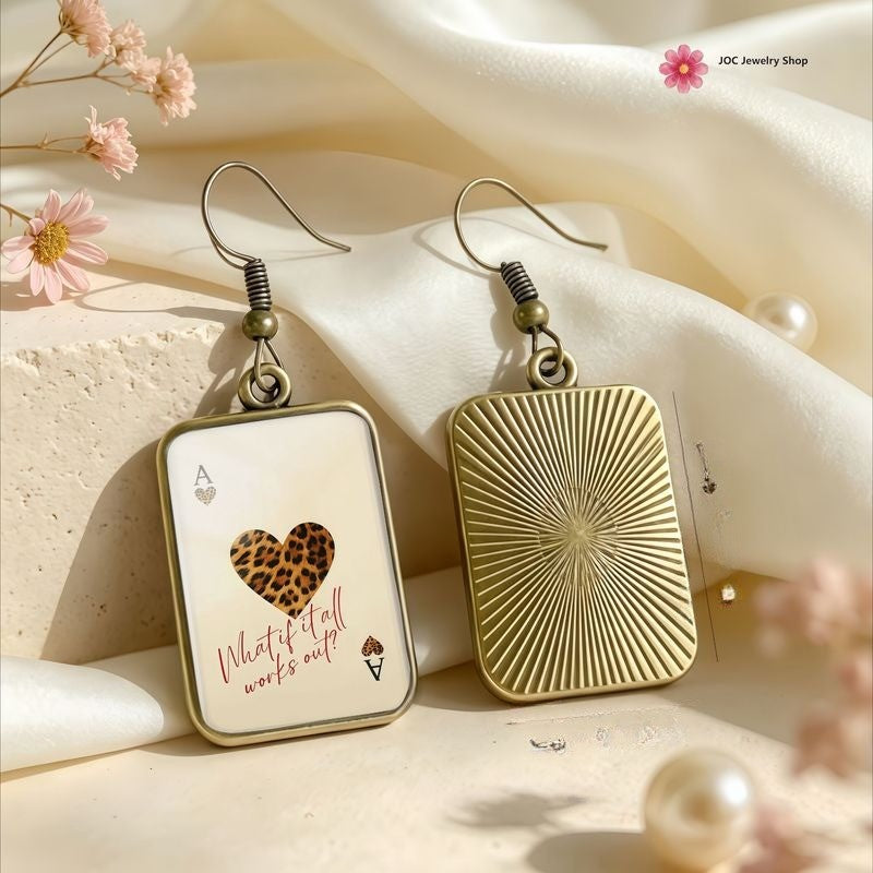 Leopard Heart Card Earrings