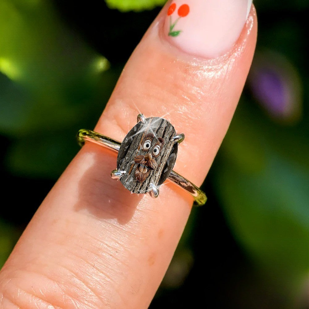 Whimsical Tree Face Oval Ring