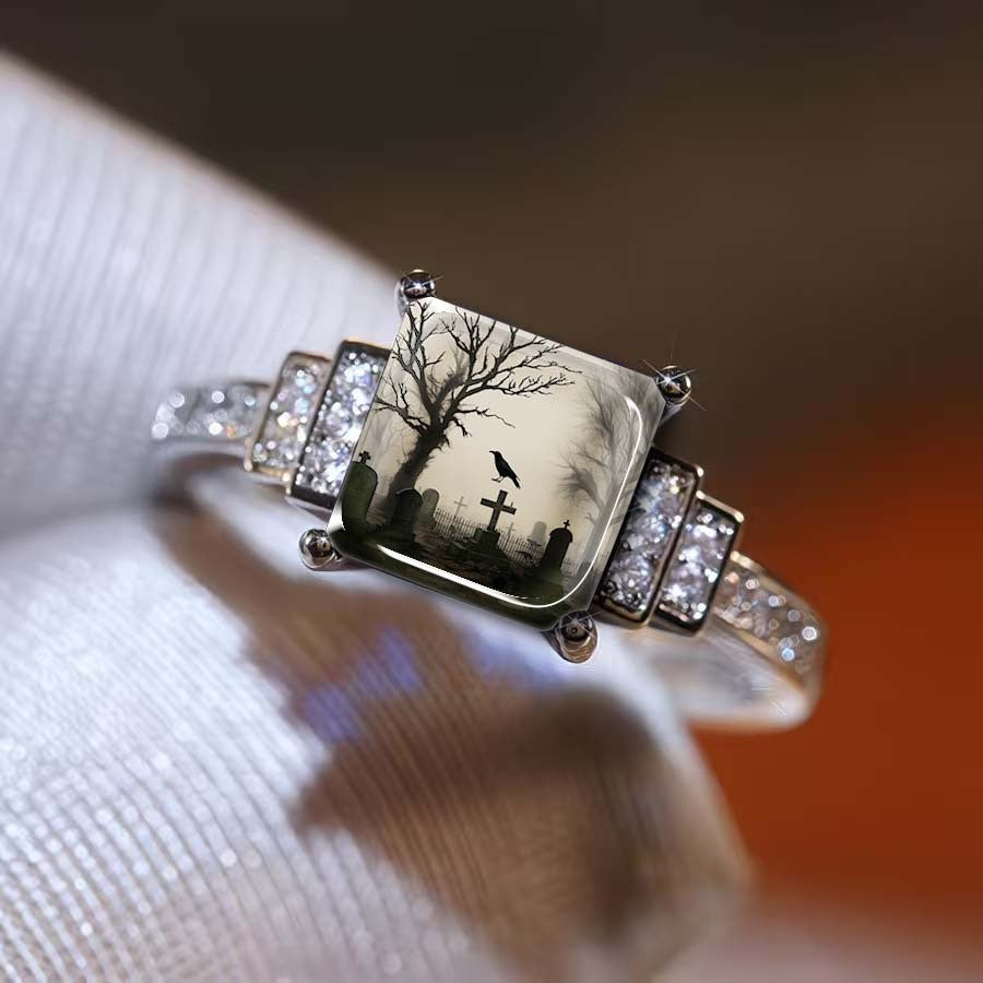 Gothic Cemetery Square Ring