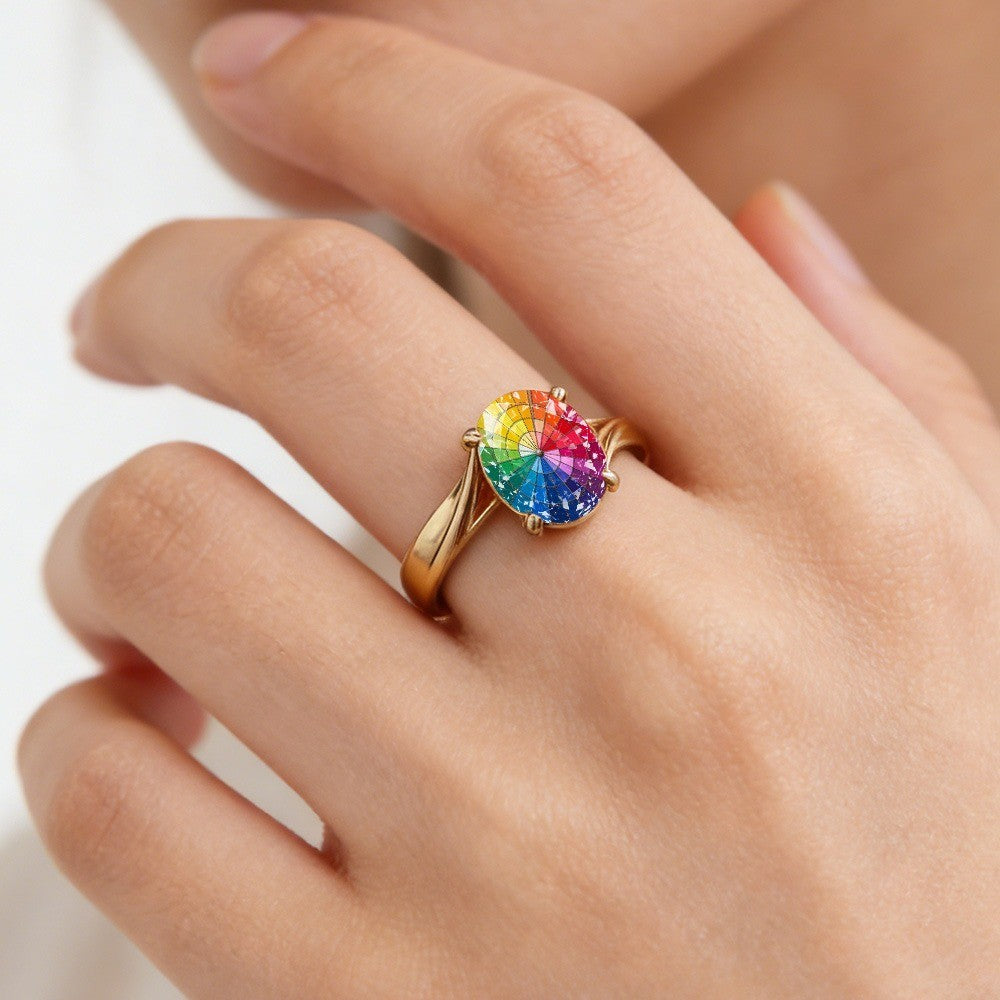 Rainbow Color Wheel Ring
